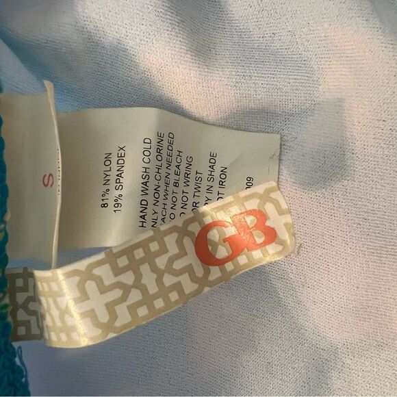 Gianni Bini Blue Bikini Bottom with Patterned Trim - Picture 2 of 3